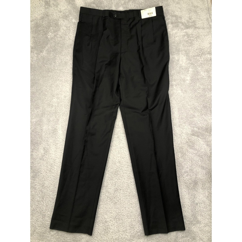 Turnbury Pants Men's 42x38 NWT 100% Wool Black Pleated Dress High Rise